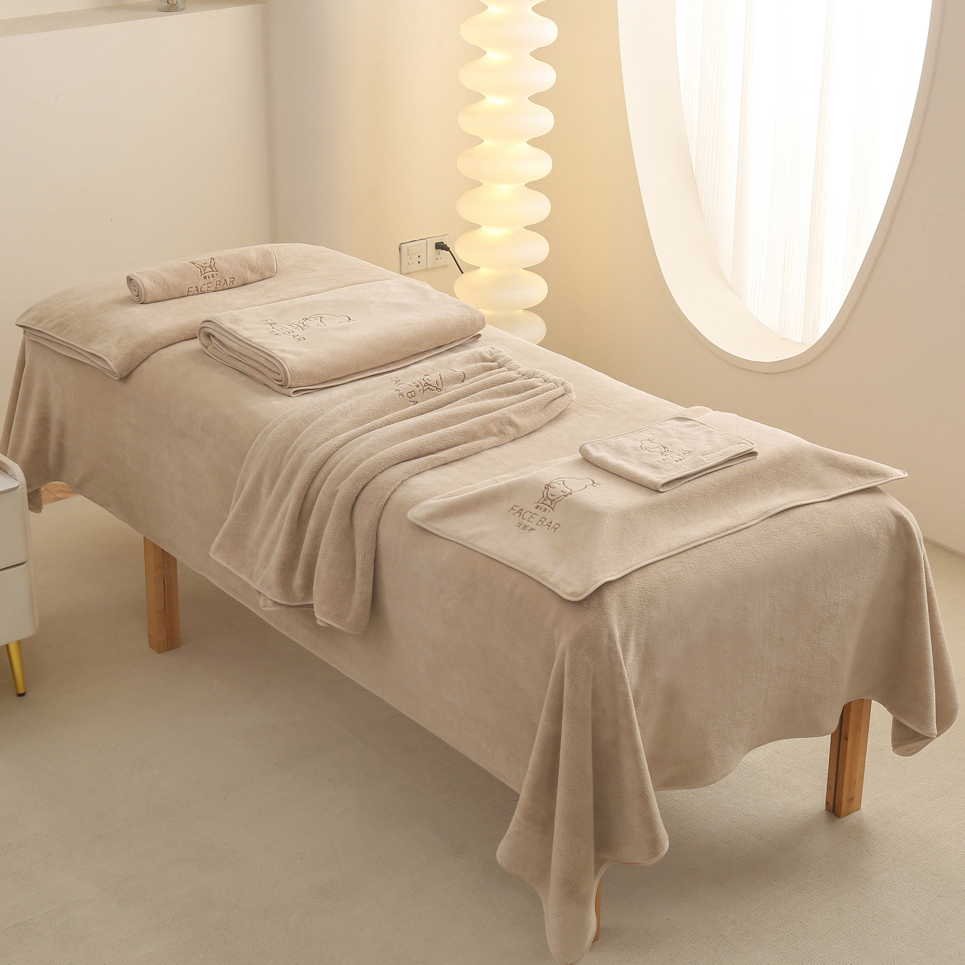 美容院纯色毛巾包头巾皮肤管理按摩床浴巾铺床巾枕巾浴裙免费刻字