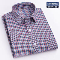 Langmeng summer pure cotton checkered shirt for men, short-sleeved, casual and stylish, Korean-style slimming men's half-sleeved shirt thumbnail 6