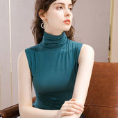 高领无袖 莫代尔吊带内搭 砍肩上衣薄款 打底衫 女秋冬保暖背心秋冬款