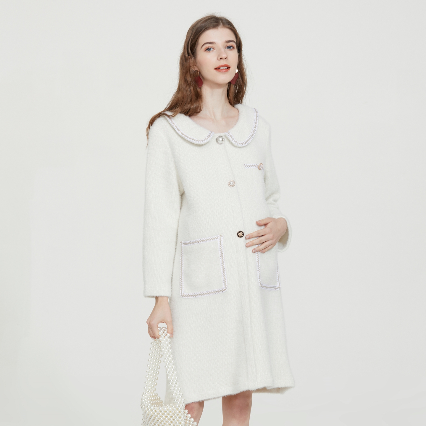 孕妇装2025新款冬装毛衣连衣裙