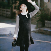 连衣裙小香风孕妇毛呢背心连衣裙内搭秋冬季 上班族孕妇职业装 冬装