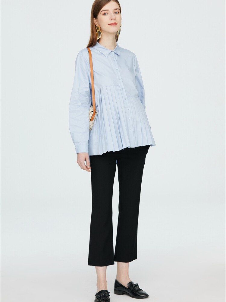 BUSINESS PREGNANT WOMAN INTERVIEW PROFESSIONAL WEAR SPRING AUTUMN SHIRT WORKWEAR WORK MATERNITY WEAR BLOUSE COMMUTER COTTON SHIRT