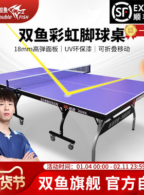 双鱼乒乓球台官方旗舰店2028S家用室内标准乒乓球桌可折叠式2018R