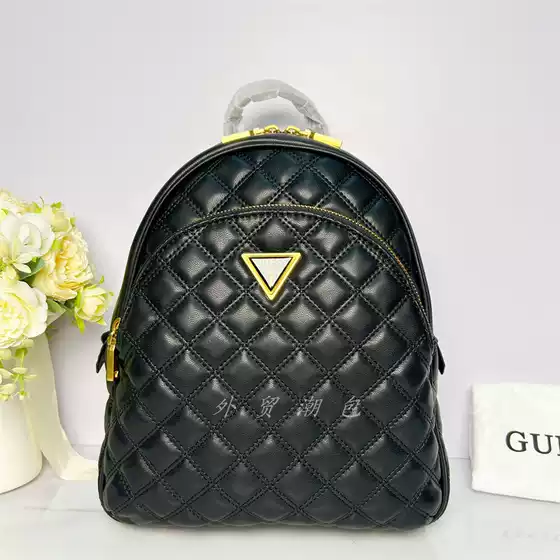 Fashionable and Versatile Solid Color Quilted Soft Leather Multi-Compartment Backpack Trendy Zipper Women's Backpack for Daily Use Women's Bag