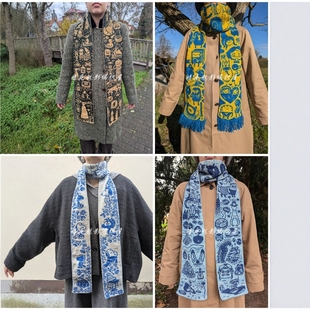 046英文双面围巾编织图解 043 非成品 英文4款