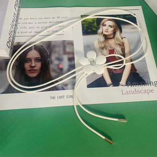 简约花朵细皮绳腰带女士百搭新款时尚配饰连衣裙衬衫腰链长款腰绳