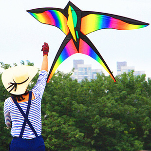 新款彩虹鸟风筝跨境渐变彩虹风筝七彩潍坊风筝彩虹燕子风筝