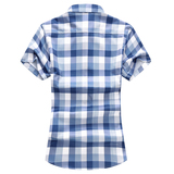 2025新款男短袖衬衫加肥加大码休闲韩版格子修身男衬衫A61p40，男装T恤，星座1203