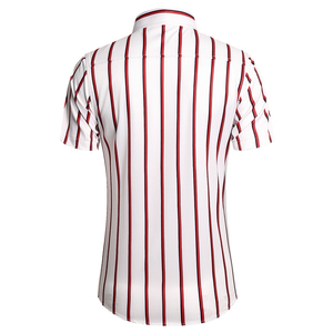 夏季新款男士竖条短袖衬衫大码潮流韩版短袖男衬衫A66p35上衣图片