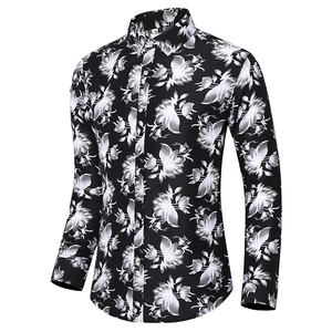新款男式长袖印花衬衫大码男青年花衬衫长袖C608p35图片