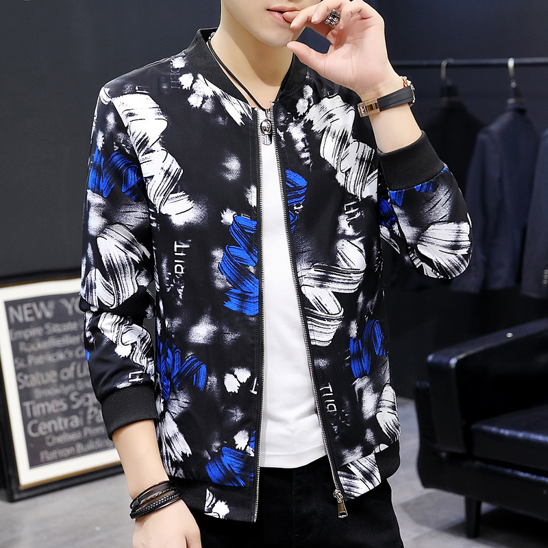 春秋冬装潮男花色大码夹克休闲男青年夹克外套JK823p65模特，男装夹克，星座1203