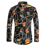 新款四季男衬衫长袖印花加肥加大青年长袖花衬衫6688p35镂空，男装衬衫，星座1203