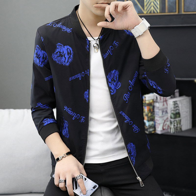 夹克秋冬装主推潮男花色大码夹克休闲男青年夹克外套JK819p65模特图片