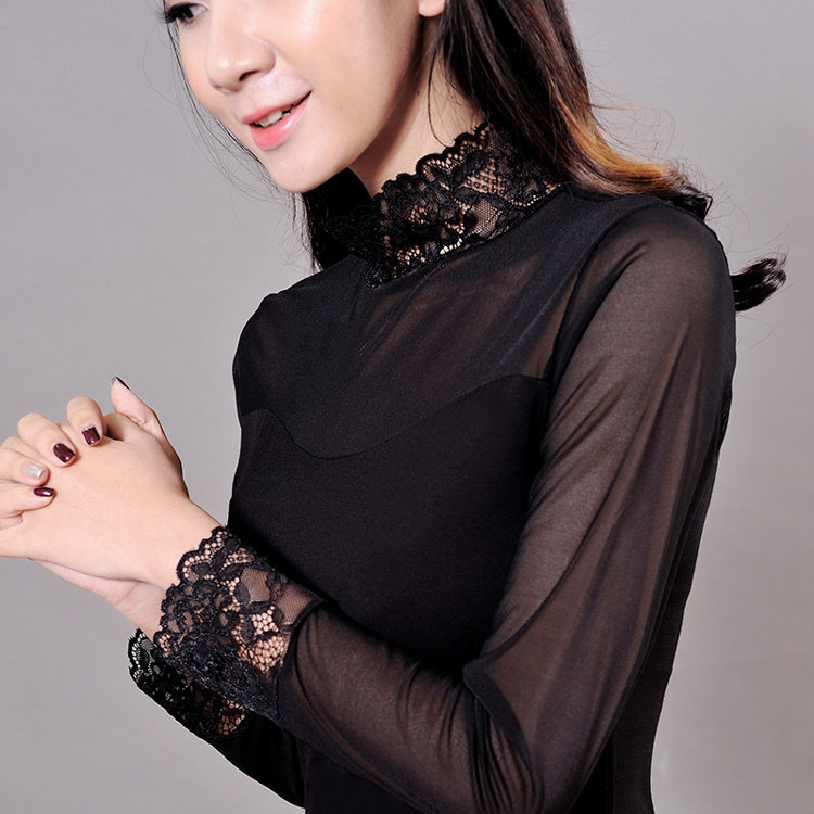 春秋女装性感长袖花边包邮t恤