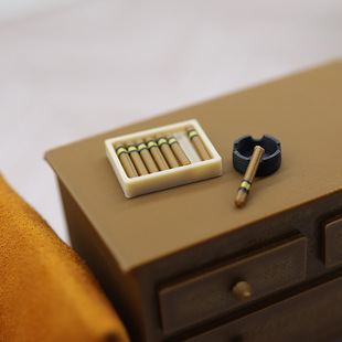 dollhouse 娃娃屋 仿真微缩 雪茄 烟灰缸 香烟套装 模型道具摆件