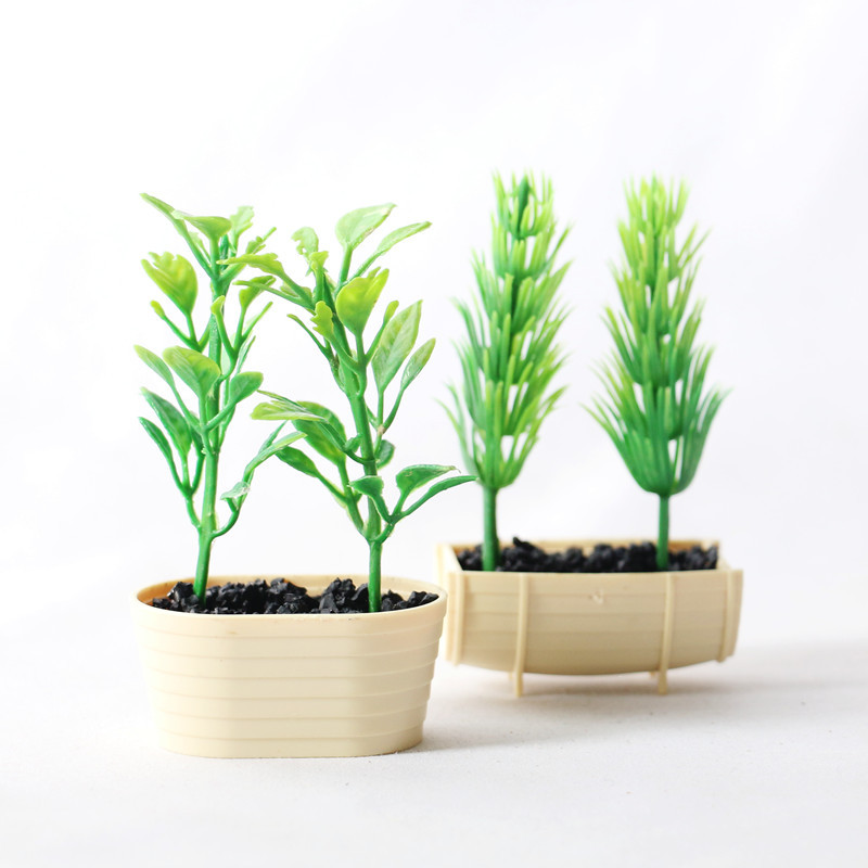 Dollhouse 仿真微缩食玩 北欧绿植树盆栽 娃娃屋OB11花园模型花盆图片
