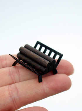 Dollhouse 仿真迷你微缩 黑色木柴火架 过家家花园户外模型道具