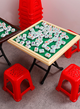 dolllhouse 仿真微缩迷你 麻将桌模型 小方凳子 娃娃屋过家家玩具