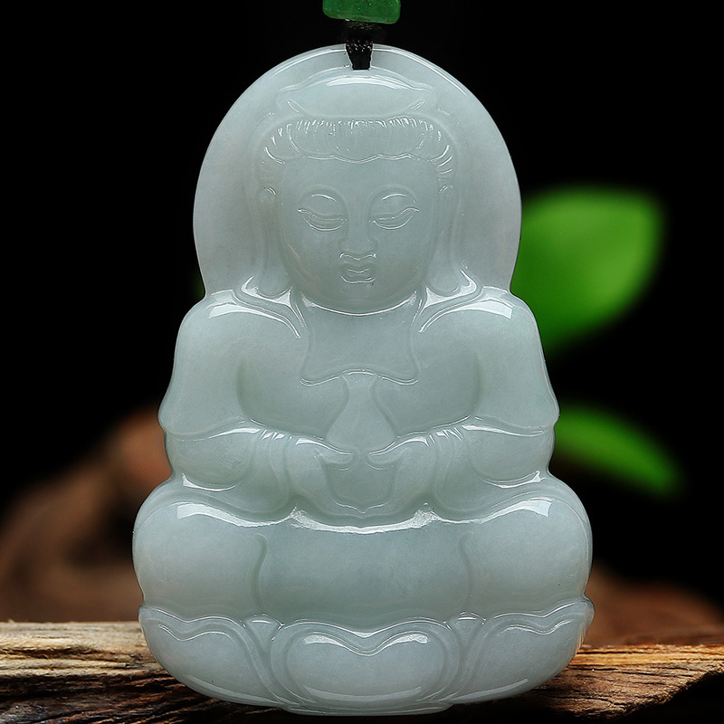 缅甸正品玉石翡翠观音吊坠项链天然A货玉观音挂件男大款玉佩证书