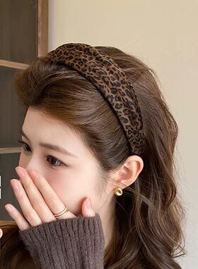 豹纹发箍女2026新款高级感头饰日常外戴时尚气质头箍高颅顶发饰春