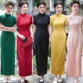 走秀气质优雅礼服 少女复古新中式 年轻款 长款 改良旗袍裙2025年新款