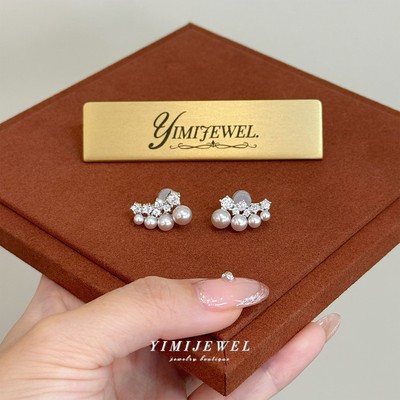 小众感珍珠耳夹高级925银针耳钉