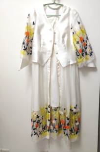 班晓雪家埃可玛诗白色蕾丝连衣裙160码植物蛋白复古刺绣长裙包邮