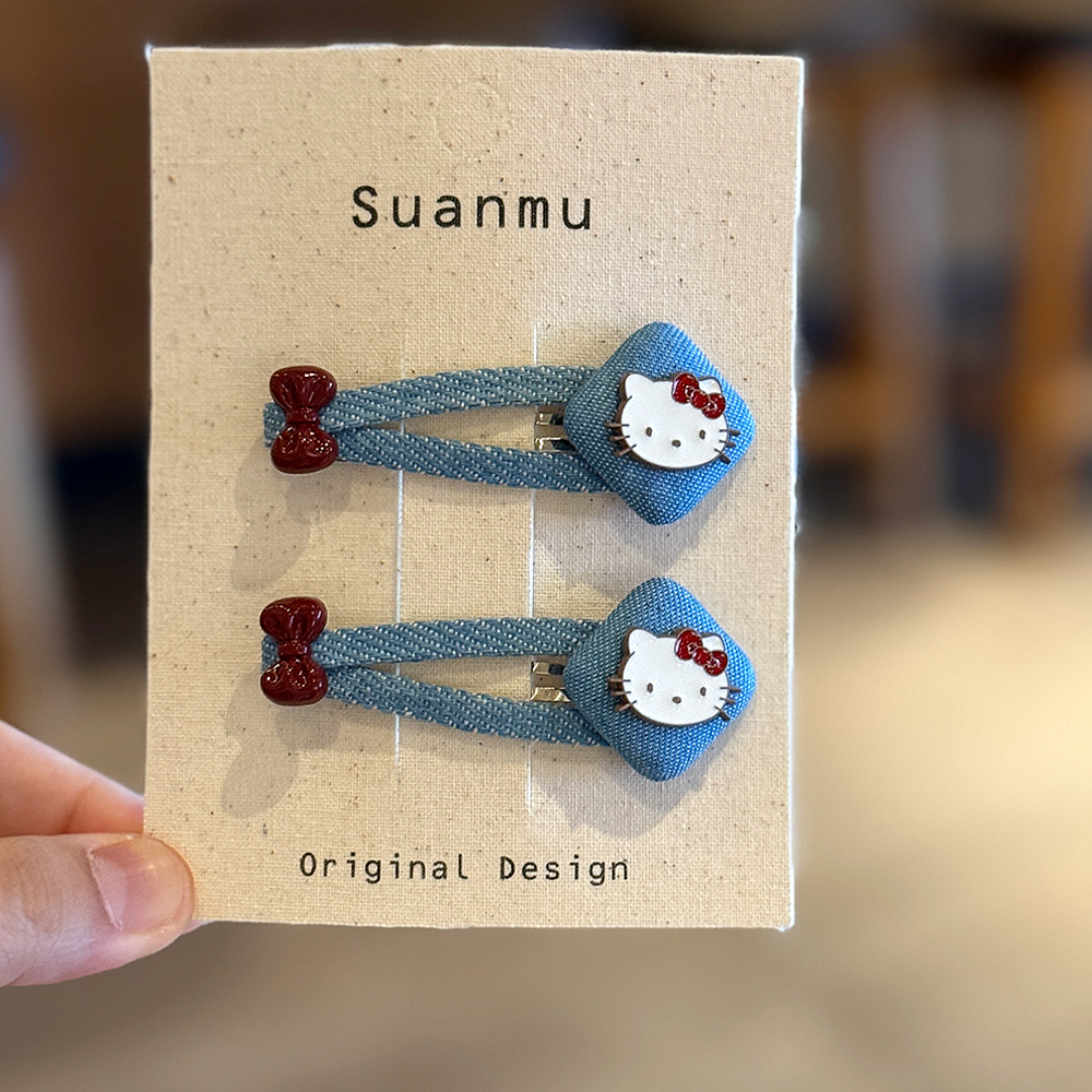 牛仔kt猫宝宝发夹儿童刘海碎发夹头饰女童可爱夹子小女孩发卡发饰