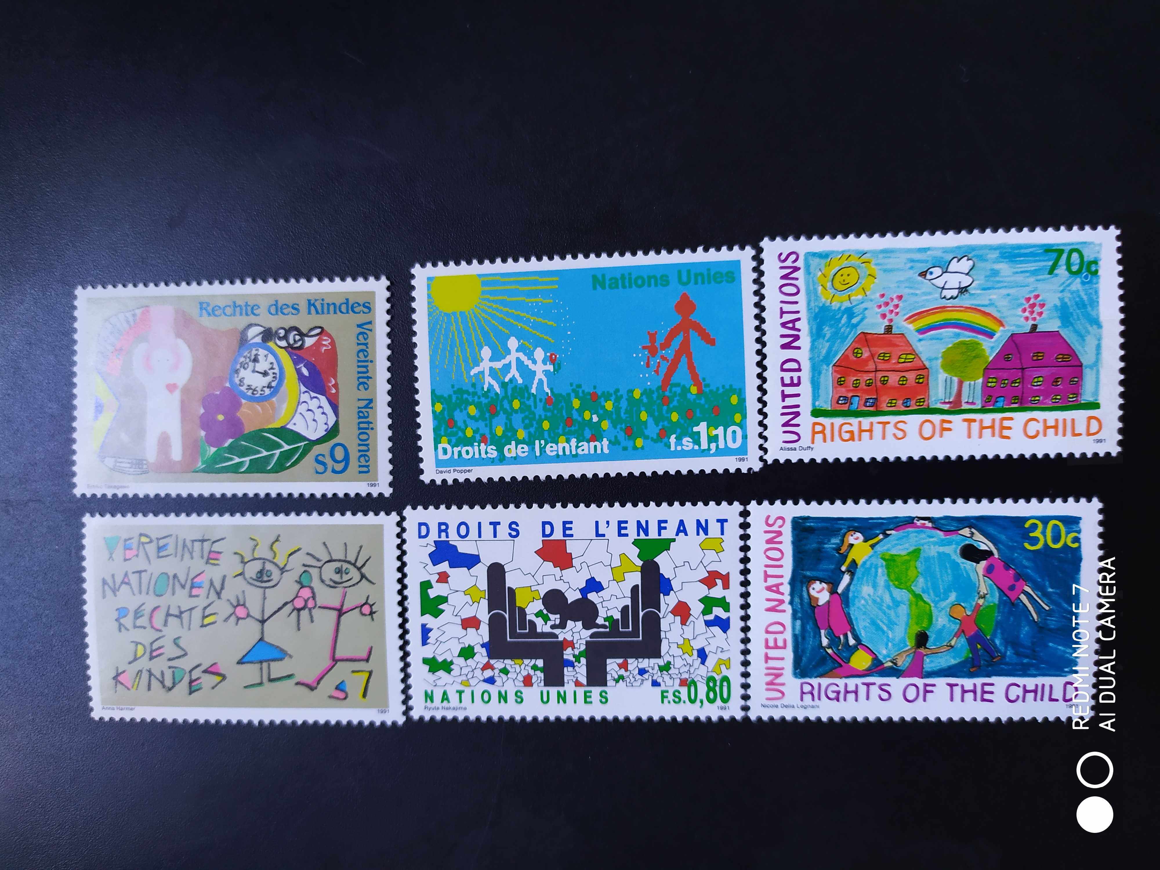 联合国1991年联发儿童画保护儿童权益邮票6全新