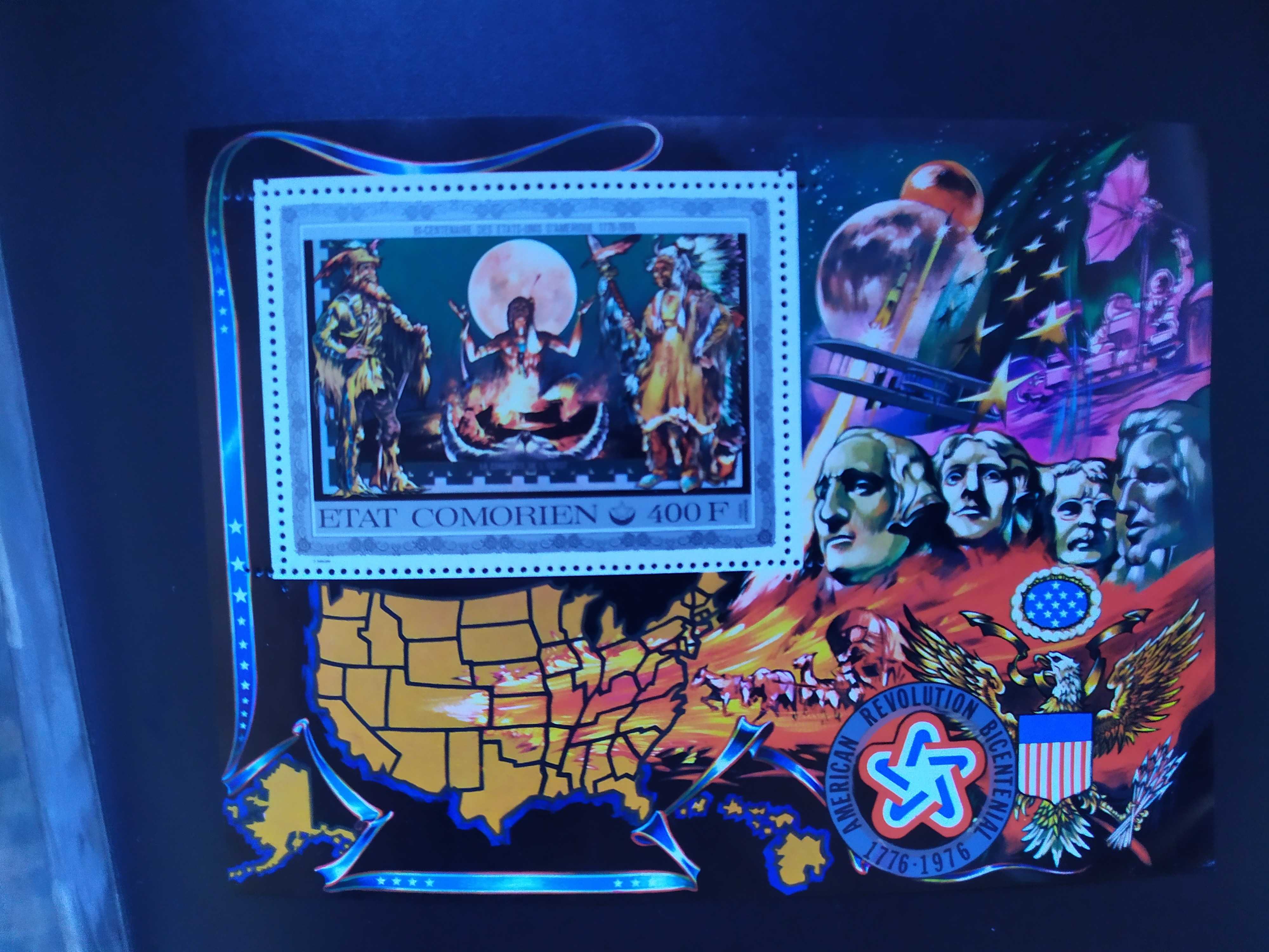 科摩罗1976年地图国旗美国独立200年小型张1全新