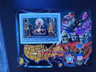 科摩罗1976年地图国旗美国独立200年小型张1全新