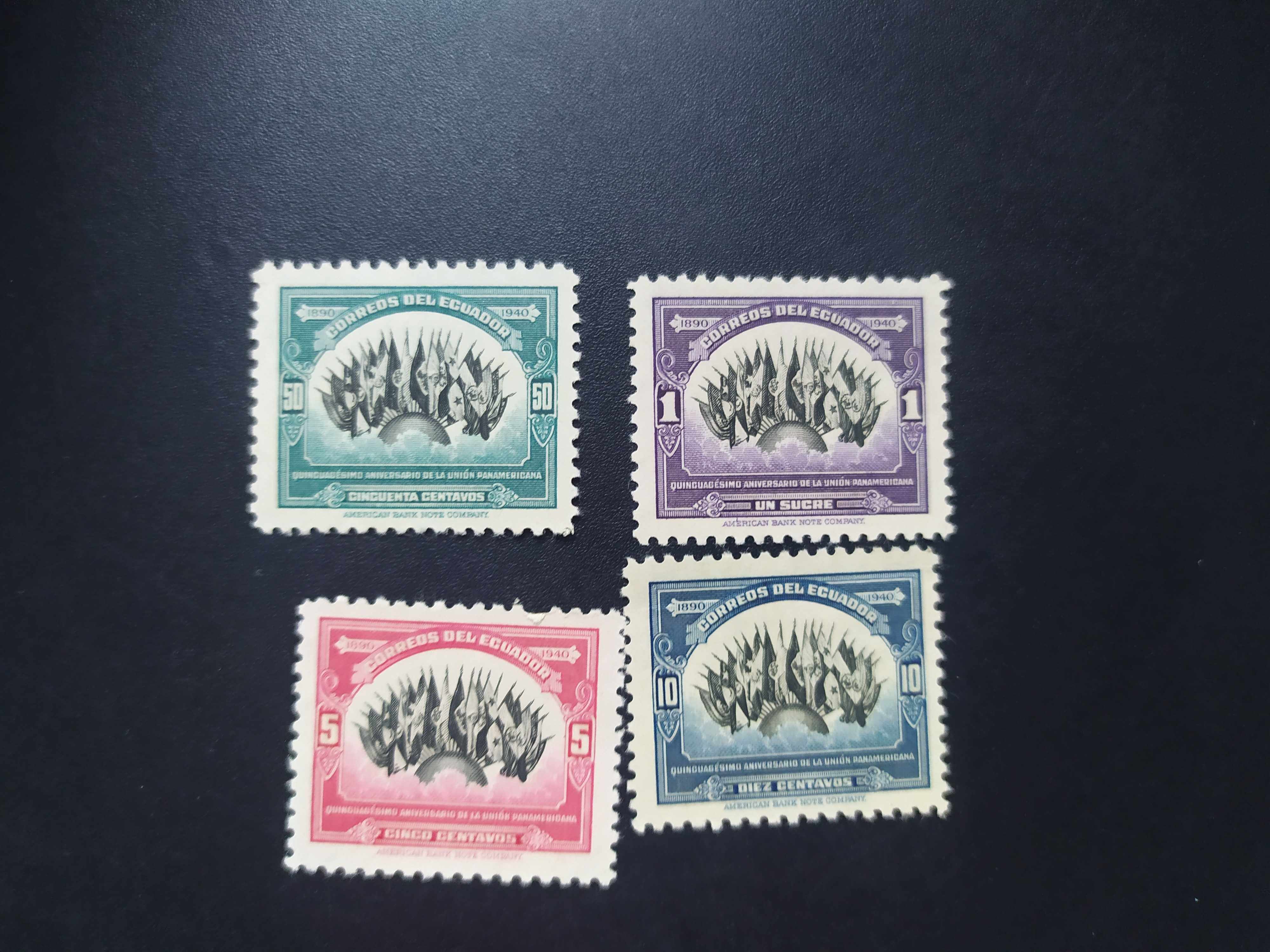 厄瓜多尔1940年国旗泛美联盟50年邮票4全新