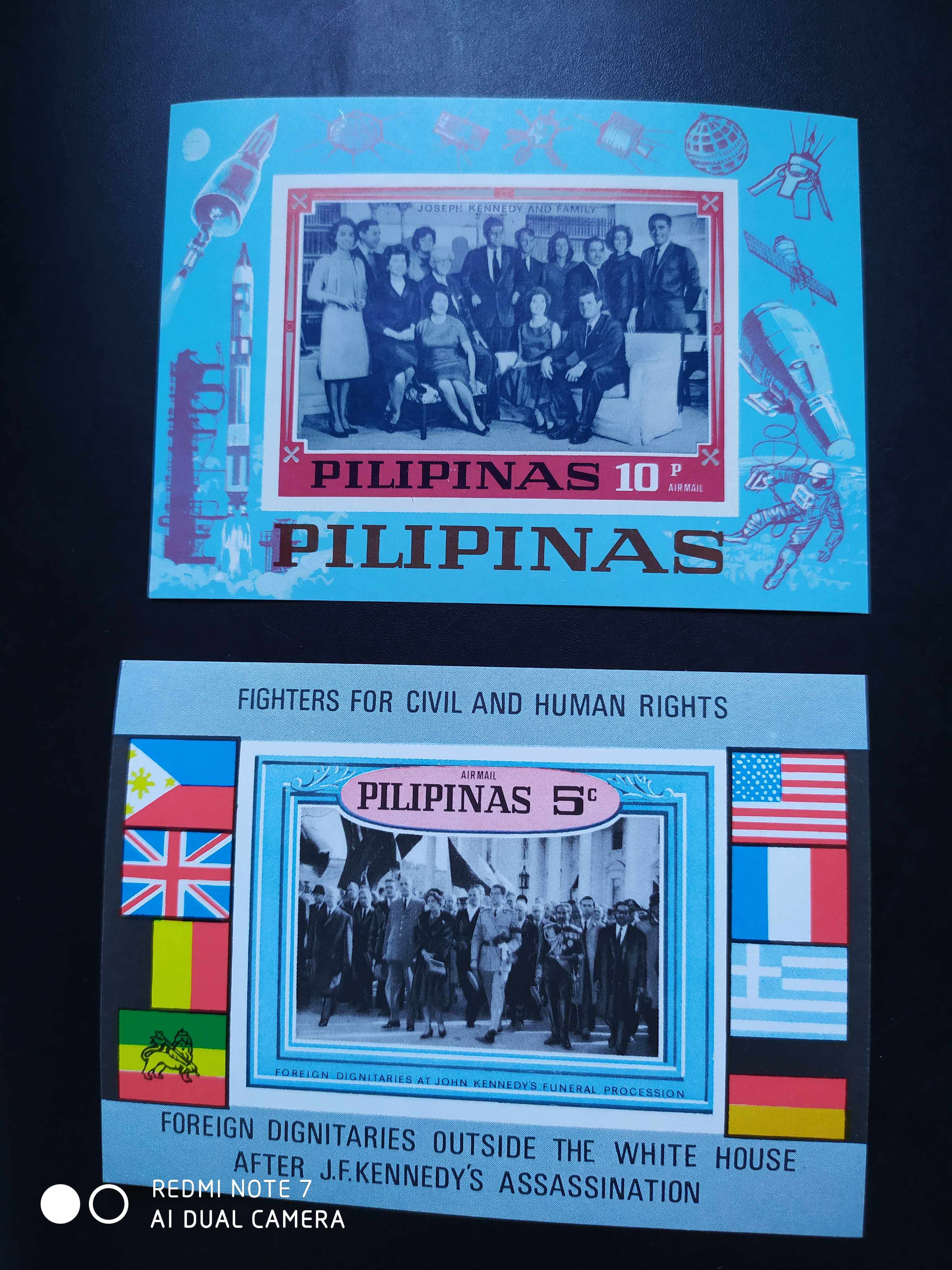 菲律宾1968年国旗肯尼迪人权纪念无齿张邮票2全新