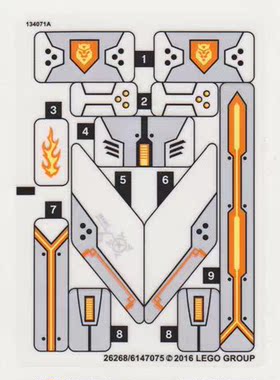 【迷妹】乐高Lego 未来骑士团 原装贴纸 70327 国王铠甲