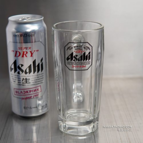 日本朝日ASAHI扎啤杯超爽快啤酒精酿杯玻璃啤酒杯水杯带把手350ml