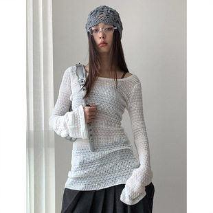 Kira镂空针织衫 春季两色缕空防晒针织罩衫女慵懒百搭收腰上衣