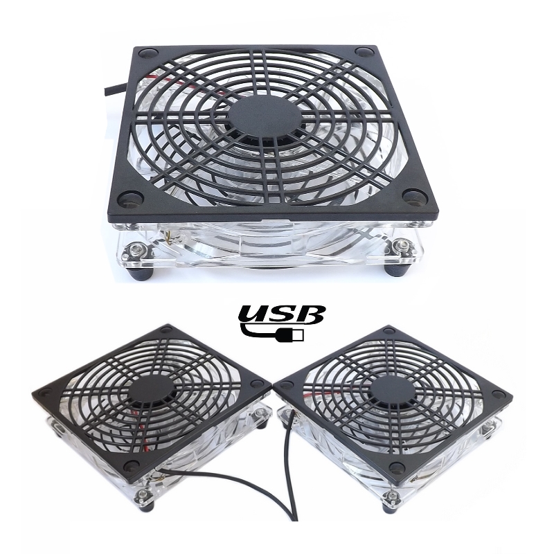 12CM 无线路由器 光猫 机顶盒 散热风扇 双面保护网 5V USB 静音