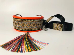 ZIF复古国风羊皮真皮宠物狗项圈惠比特格力小灵缇阿富汗猎犬脖套