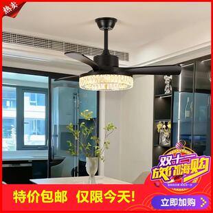 意式 客廳主燈具臥 新型水晶風扇燈一體餐廳吊燈2025新款 剩6小時