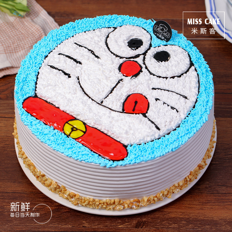 大连成都米斯客机器猫儿童周岁多啦a梦卡通奶油生日蛋糕同城配送