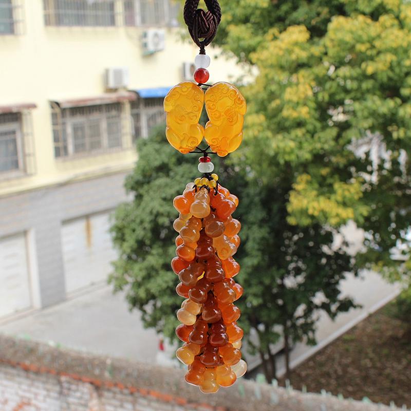 高档玉石车挂天然玛瑙貔貅车载挂饰车内平安饰品男女后视镜挂件