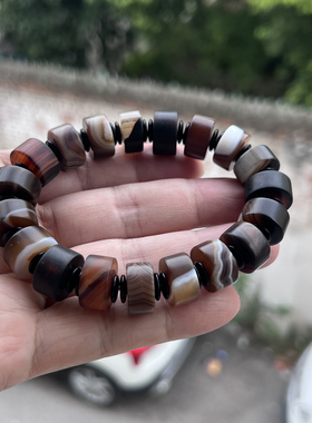天然玛瑙手串磨砂缠丝玛瑙手链
