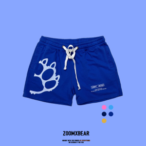 ZOOMXBEAR夏季新品纯棉原创男四分毛圈短裤软磨毛水洗熊爪印花