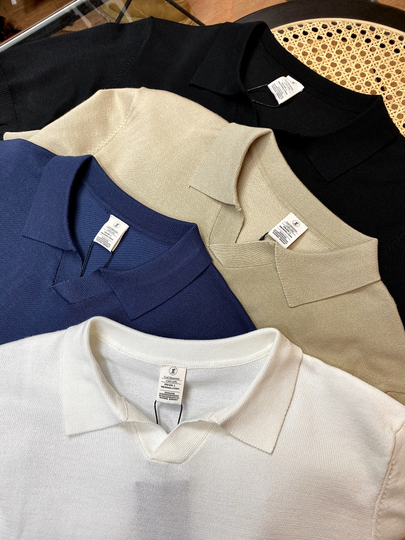 针织丝光棉短袖POLO复古半袖