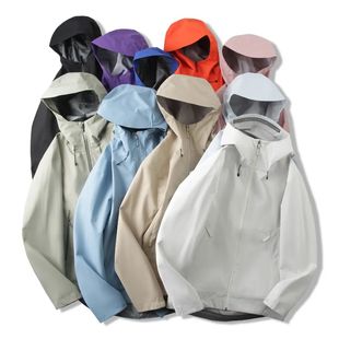 轻量化连帽防泼水硬壳冲锋衣潮 男女情侣款 户外飞禽 全压胶工艺