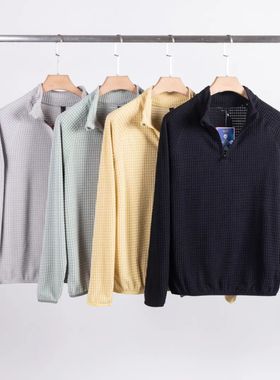 飞禽线/魔方PC格绒！2025年春秋男士纯色户外运动吸湿透气锁温T恤