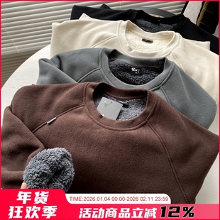 无惧严寒！太厚实了！加绒保暖！男士秋冬双面绒防风休闲圆领卫衣