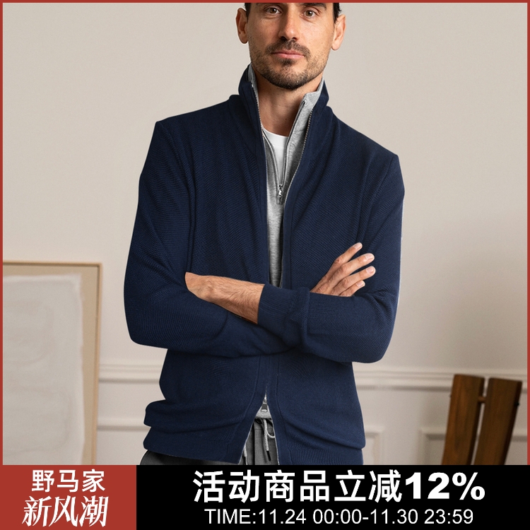 菠萝纹理工艺商务休闲针织衫男士