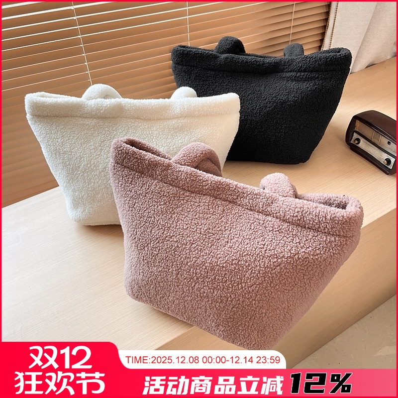 韩版毛绒软糯腋下包手提包