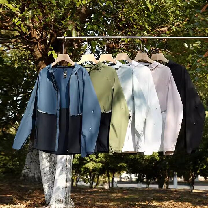 春夏男女户外拼接连帽外套夹克